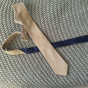Tommy Hilfiger Gold and Navy Patterned Silk Tie